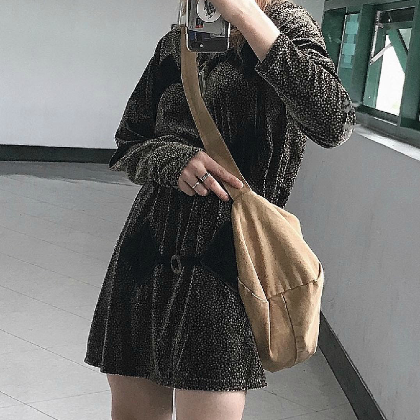 브라운 패턴 롱블라우스