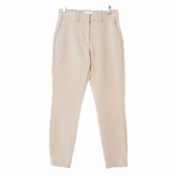 h&m 베이지 면혼방 하이웨스트슬림슬랙스 