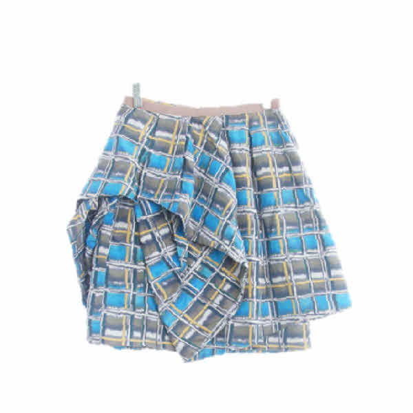 마인 블루 체크 프릴미니스커트 