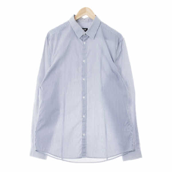 h&m 화이트네이비 스트라이프 면혼방 긴팔셔츠 