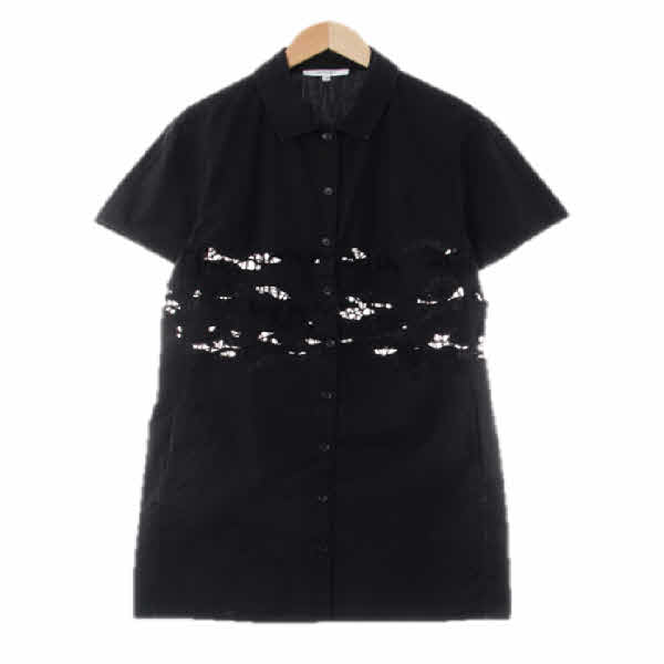 carven 블랙 면 자수반팔셔츠원피스 