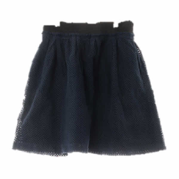 [JPN] mjuka 네이비 자수패턴 면 펀칭플레어스커트