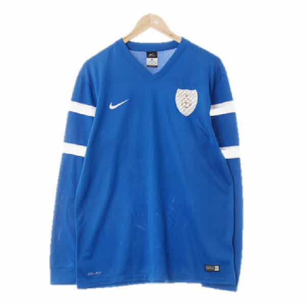 나이키 블루 드라이핏 브이넥사커긴팔티