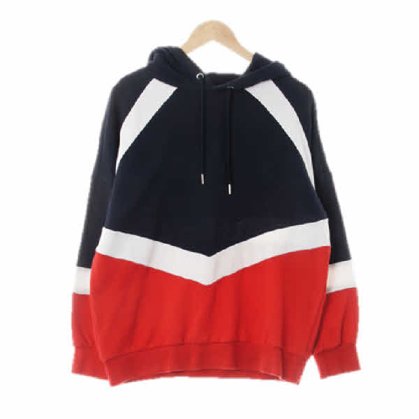 h&m 네이비레드 면혼방 와이드다이아긴팔후드티
