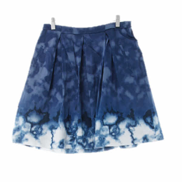 elietahari 슬레이트블루믹스 물감패턴 면혼방 플레어하프스커트