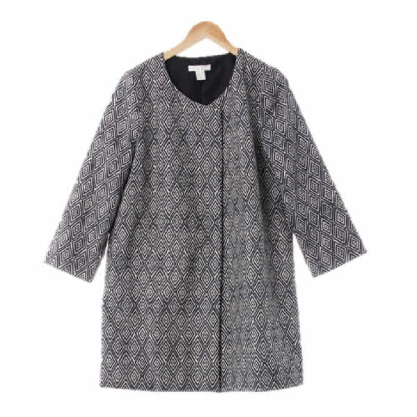 h&m 본베이지믹스 다이아몬드패턴 오픈형롱코트