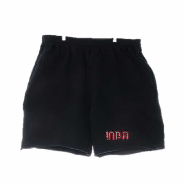 NBA 블랙 면혼방 밑단데미징하프트레이닝팬츠