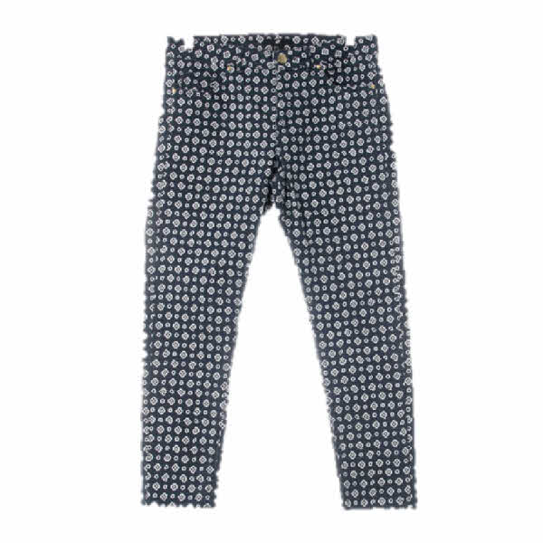 h&m 다크그레이 플라워도트 면혼방 크롭스키니팬츠