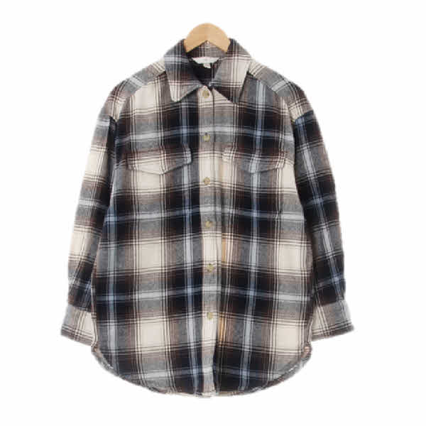 h&m 네이비브라운 체크 플란넬 긴팔셔츠