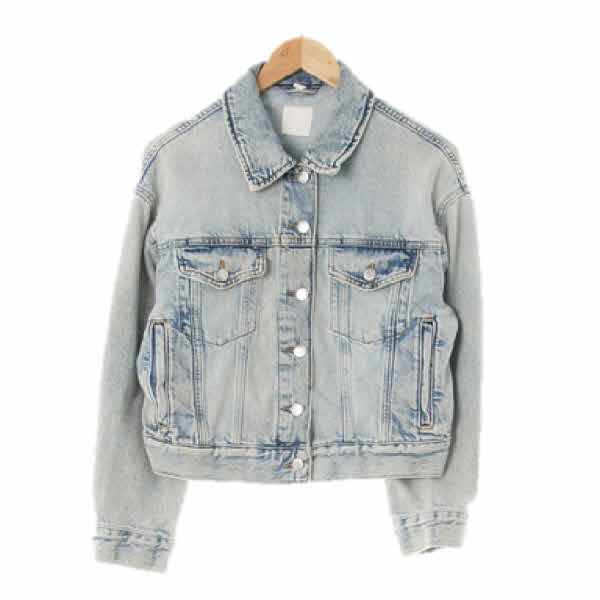 h&m 라이트빈티지인디고 데님 포켓크롭루즈핏자켓