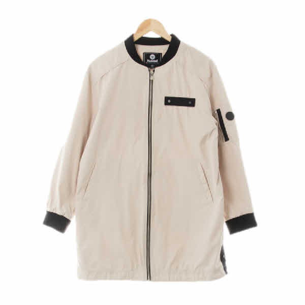 hummel 베이지 면혼방 롱바스락자켓