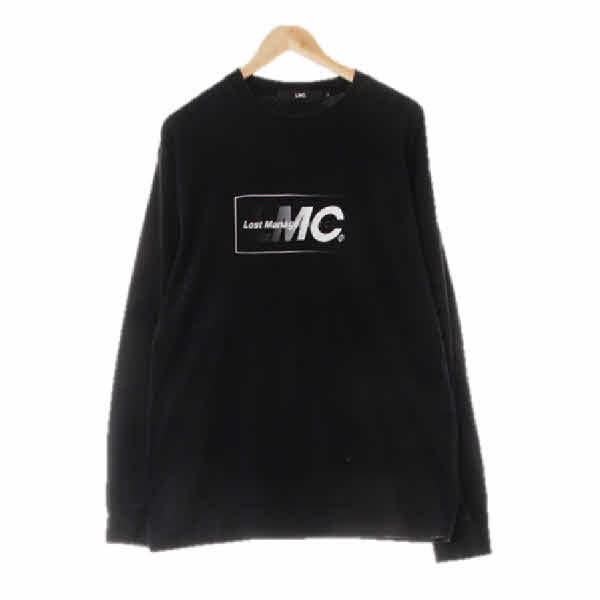 lmc 블랙 프린팅 면 크루넥빅로고티