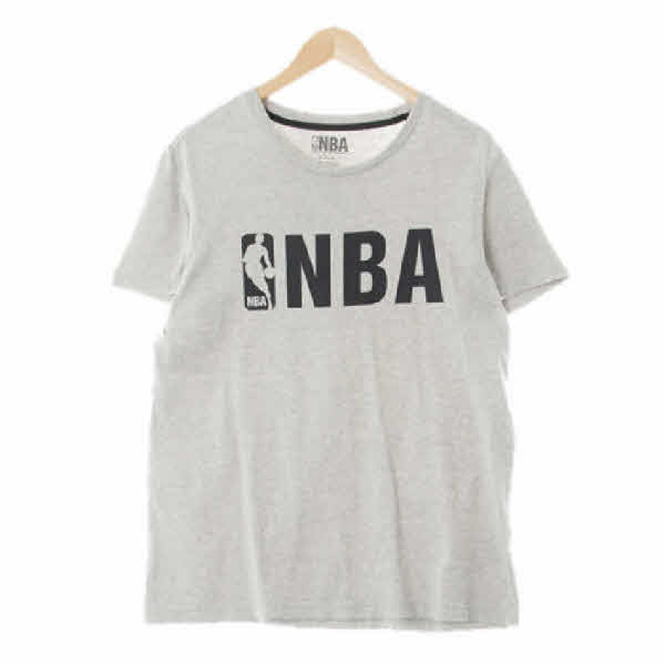 NBA 멜란지그레이 프린팅 면 라운드로고반팔티