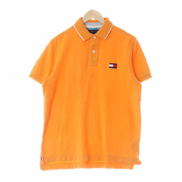 타미힐피거 만다린오렌지 면 로고자수반팔피케티