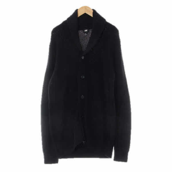 h&m 블랙 면혼방 숄카라꽈배기가디건