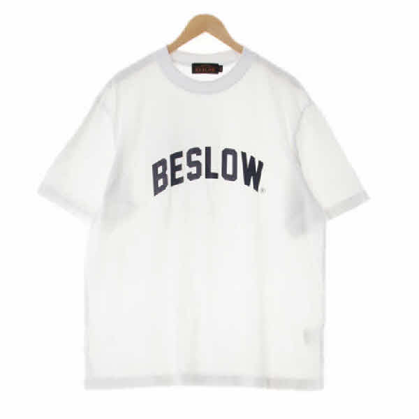 beslow 화이트 프린팅 면 반팔로고티