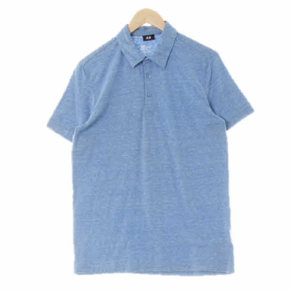 h&m 멜란지비스타블루 면혼방 스트레치반소매피케티