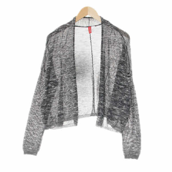 h&m 블랙 비스코스혼방 가오리오픈형크롭가디건