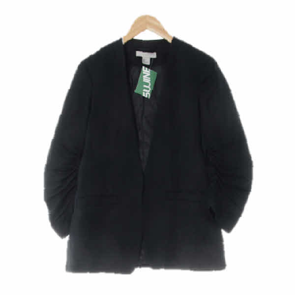 h&m 블랙 린넨혼방 소매셔링오픈형블레이저