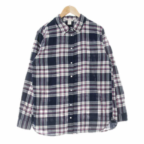 h&m 네이비 체크 플란넬 웜긴팔셔츠