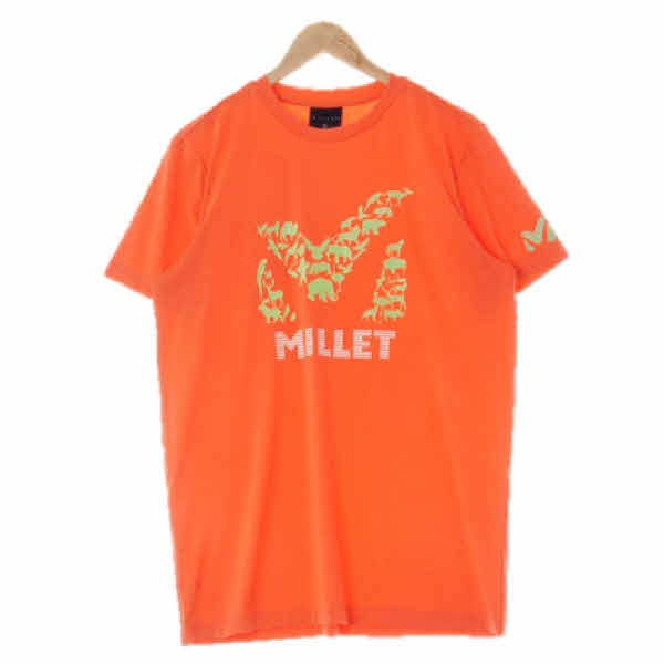 밀레 형광주황 프린팅 형광애니멀로고저지반팔티