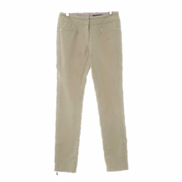 더아이잗컬렉션 베이지 실크혼방 허리핀턱스키니팬츠