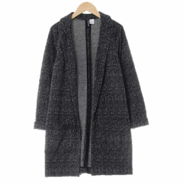 h&m 블랙다크그레이 면혼방 보카시오픈형자켓