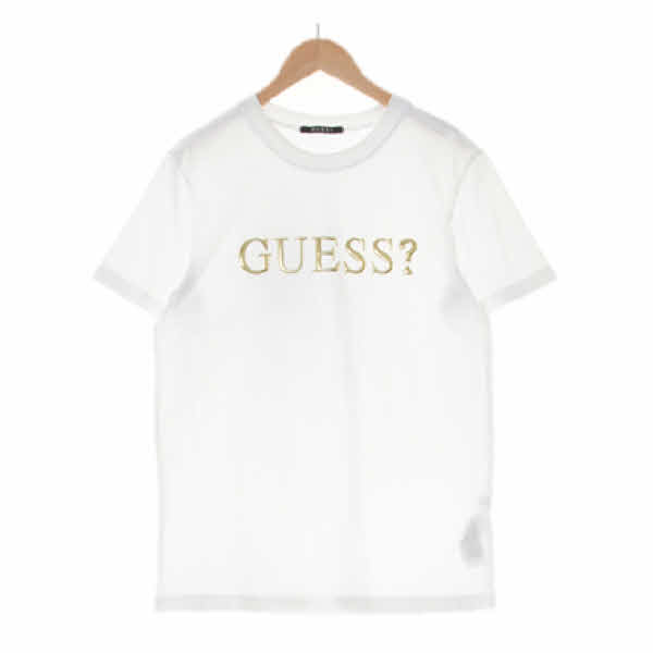 Guess 화이트 면 골드빅로고반팔티