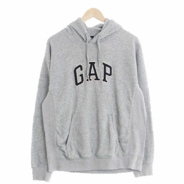 gap 그레이 면혼방 빅패치로고후드티