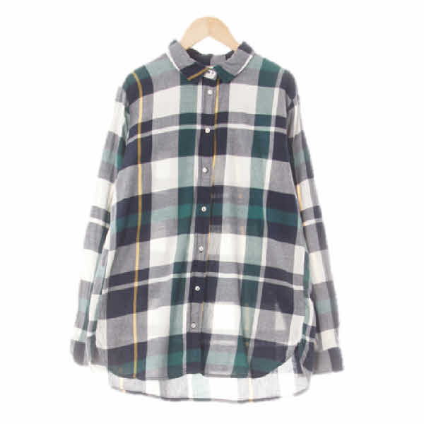 h&m 스케럽그린네이비 체크 면 긴팔셔츠