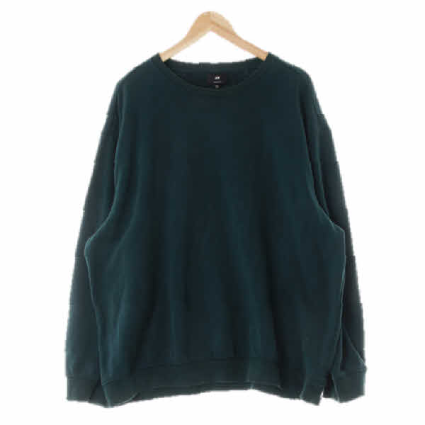 h&m 다크청록색 면혼방 오버핏맨투맨