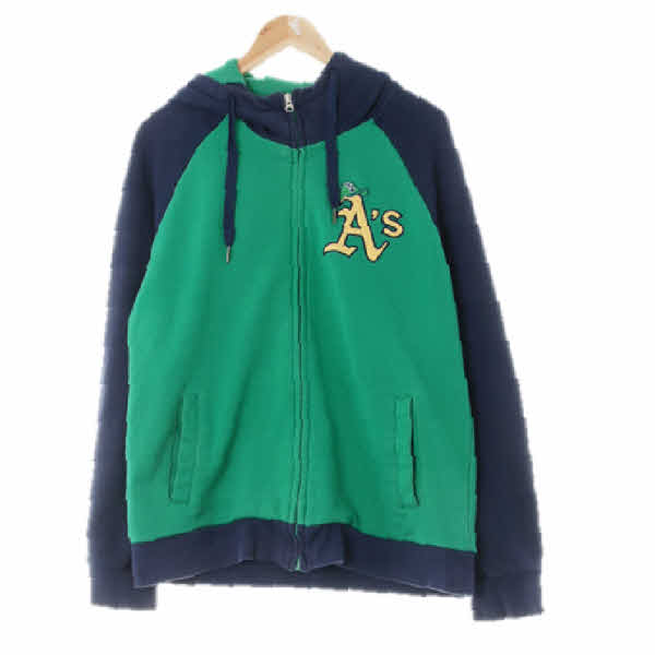 MLB 그린네이비 면혼방 투톤나그랑후드집업