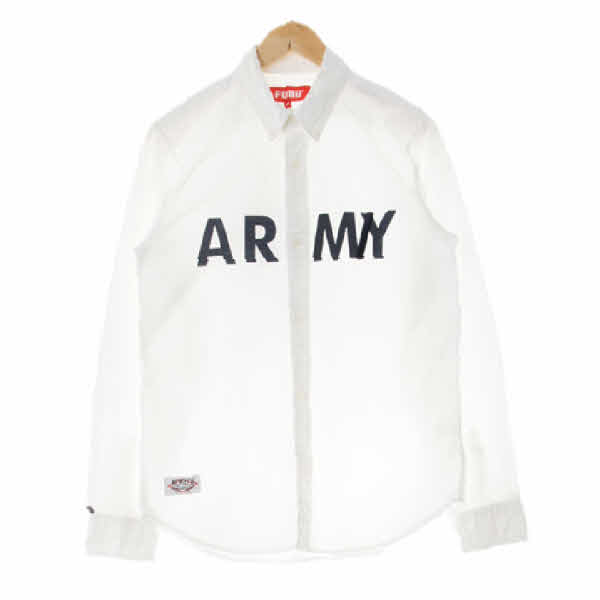 fubu 화이트 프린팅 면 ARMY긴소매옥스포드셔츠