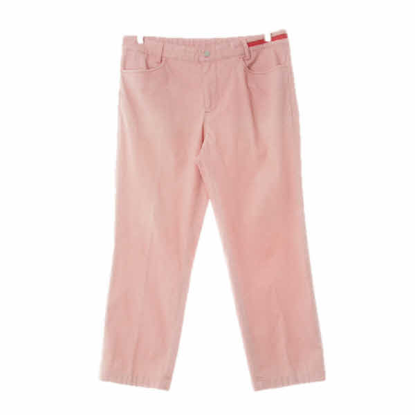 먼싱웨어 오렌지 체크 면혼방 스트레치일자팬츠