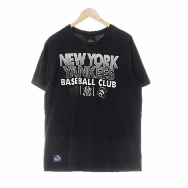 MLB 블랙 면혼방 뉴욕양키즈베이스볼클럽라운드반팔티