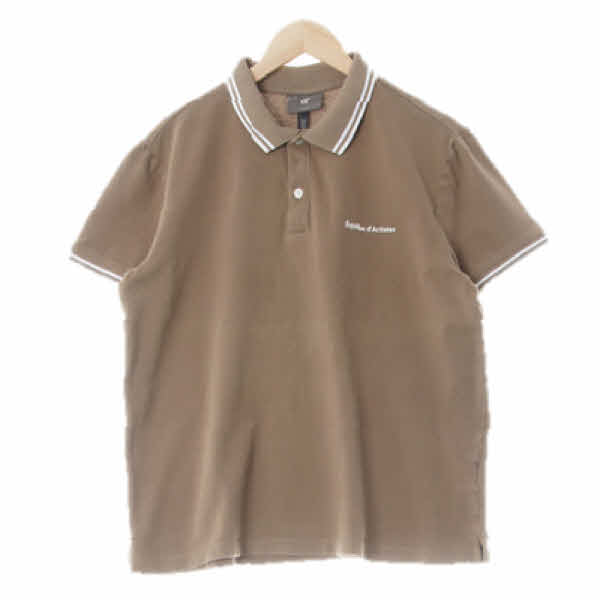 h&m 모카 프린팅 면 배색반팔카라티