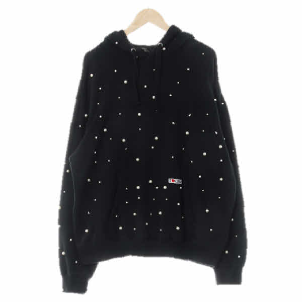 h&m 블랙 면 진주후드티