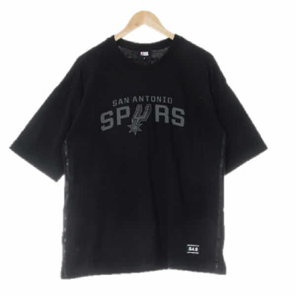 NBA 블랙 면 사이드이선레터링반팔티