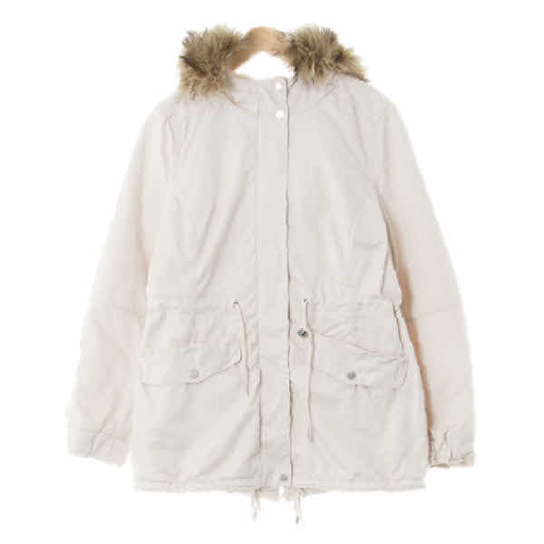 h&m 화이트 면혼방 후드롱집업코트