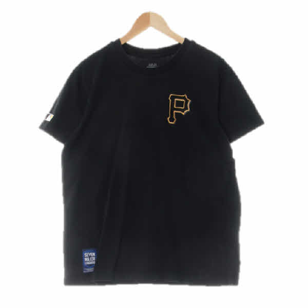 MLB 블랙 면혼방 빅패치반팔티