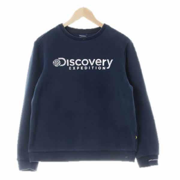 디스커버리 라이트네이비 면혼방 소매레터링빅로고맨투맨