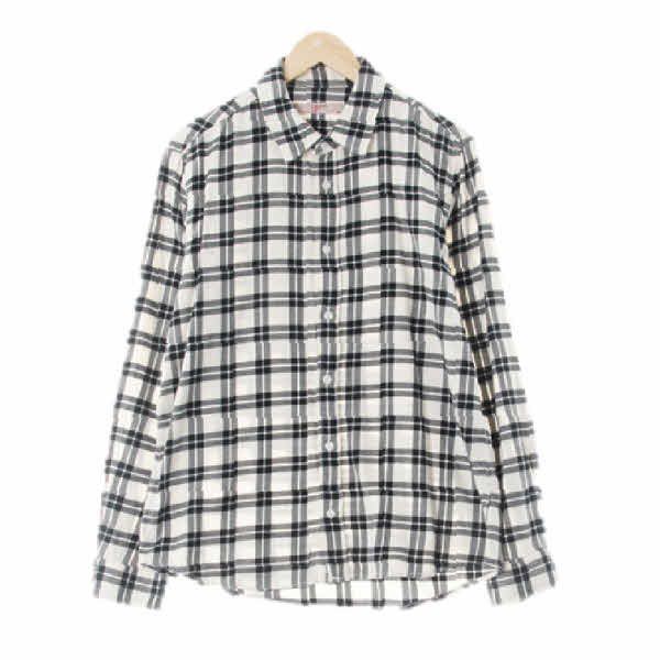에잇세컨즈 아이보리블랙 체크 면 긴팔셔츠