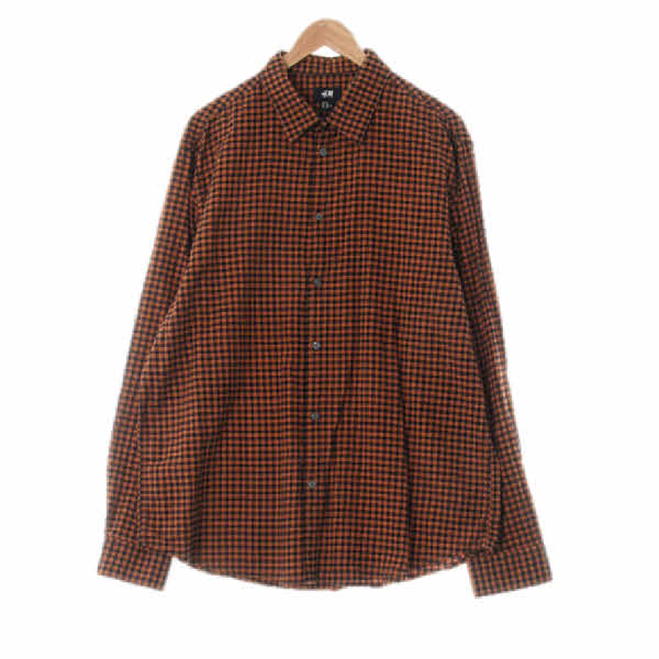 h&m 다크만다린 체크 면 긴팔셔츠