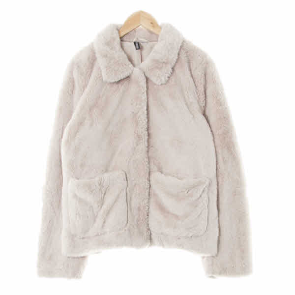 h&m 아이보리베이지 페이크퍼싱글카라숏자켓