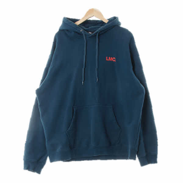 lmc 발라타블루 프린팅 면 백레터링워싱후드티