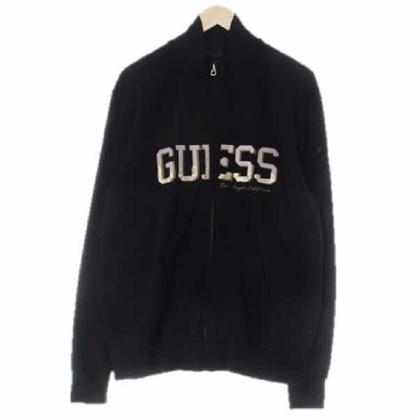 Guess 블랙 비즈배색빅로고반목집업