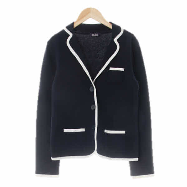 bcbg 네이비 면혼방 아웃포켓라인배색니트재킷