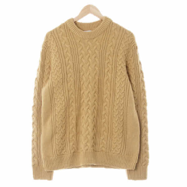 h&m 라이트브라운 울혼방 릴렉스케이블니트스웨터