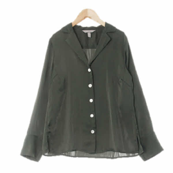 h&m 카키 자개버튼새틴블라우스
