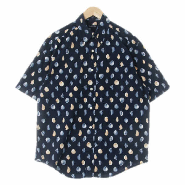 nautica 네이비 쉴패턴 면 스탠다드핏포켓비치반팔셔츠